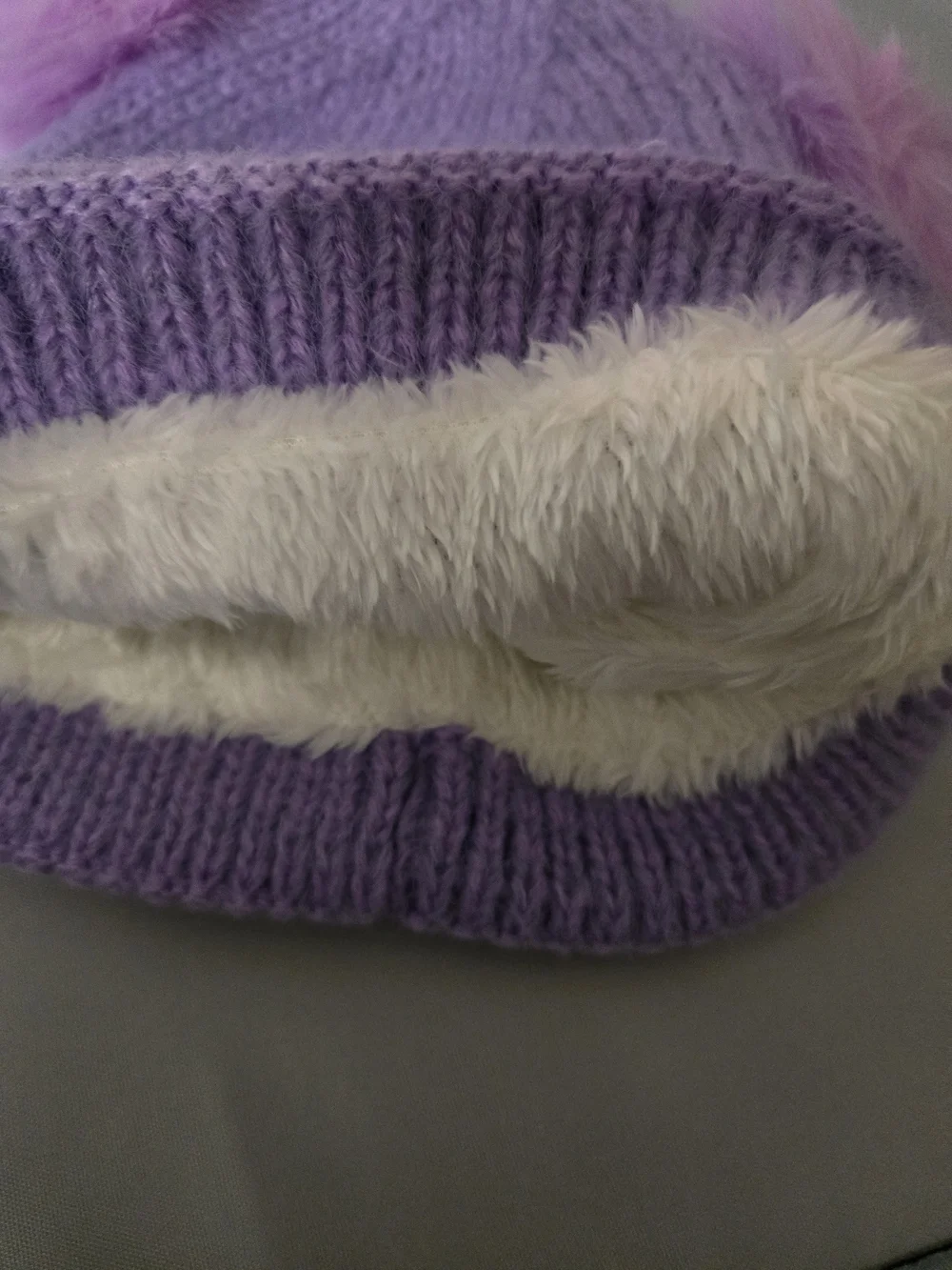 Purple Character Pom-Pom Kids Beanie Hat